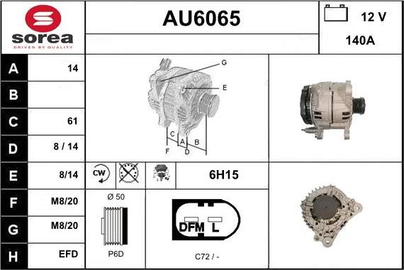Sera AU6065 - Alternator autospares.lv