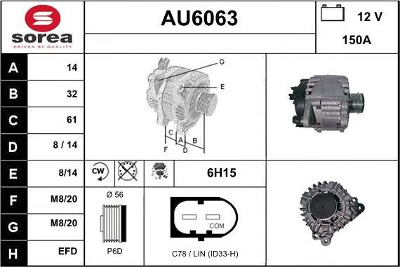 Sera AU6063 - Alternator autospares.lv