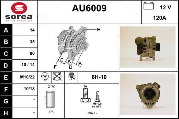 Sera AU6009 - Alternator autospares.lv