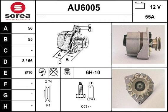 Sera AU6005 - Alternator autospares.lv