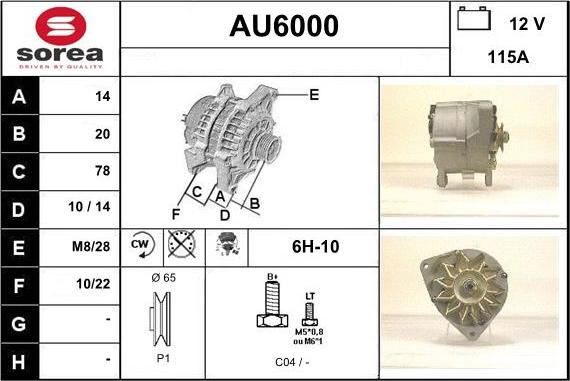 Sera AU6000 - Alternator autospares.lv