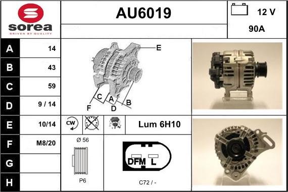 Sera AU6019 - Alternator autospares.lv