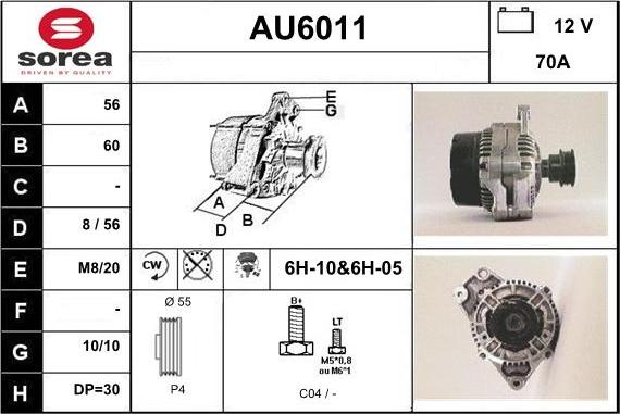 Sera AU6011 - Alternator autospares.lv