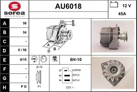 Sera AU6018 - Alternator autospares.lv