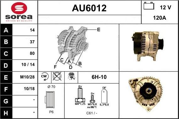 Sera AU6012 - Alternator autospares.lv