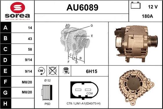 Sera AU6089 - Alternator autospares.lv