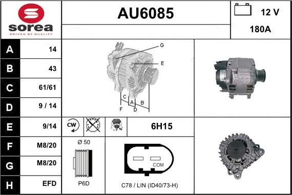 Sera AU6085 - Alternator autospares.lv