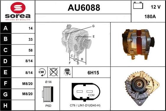 Sera AU6088 - Alternator autospares.lv