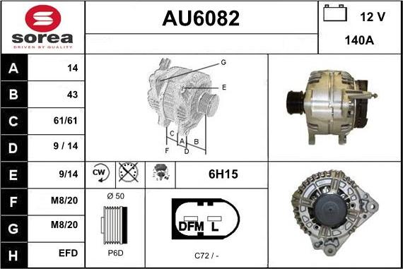 Sera AU6082 - Alternator autospares.lv