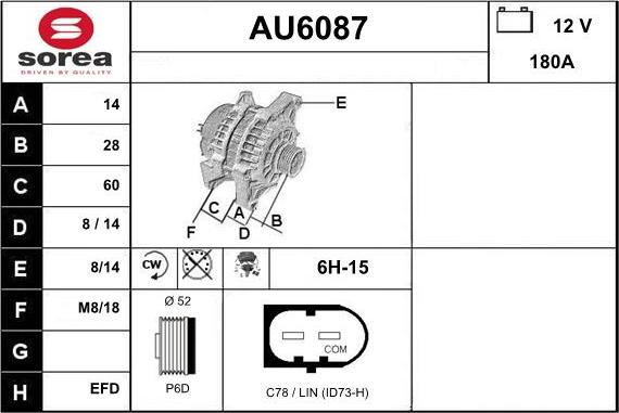 Sera AU6087 - Alternator autospares.lv