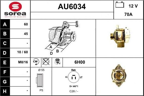 Sera AU6034 - Alternator autospares.lv