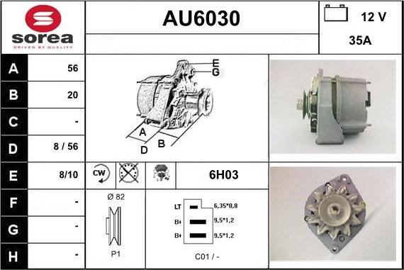 Sera AU6030 - Alternator autospares.lv