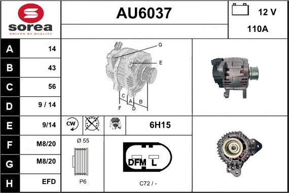 Sera AU6037 - Alternator autospares.lv