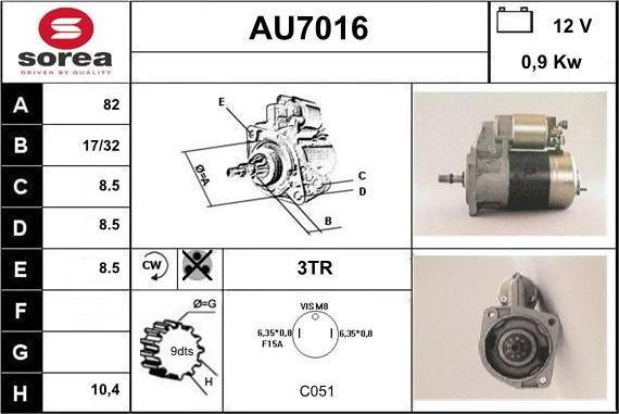 Sera AU7016 - Starter autospares.lv