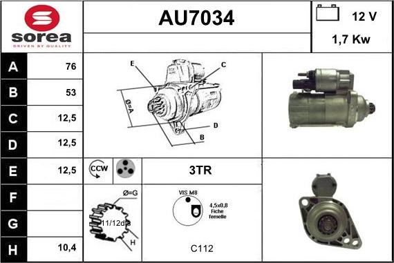 Sera AU7034 - Starter autospares.lv