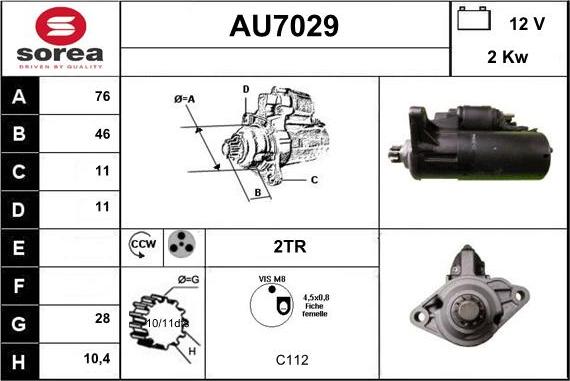 Sera AU7029 - Starter autospares.lv