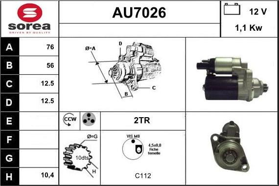 Sera AU7026 - Starter autospares.lv