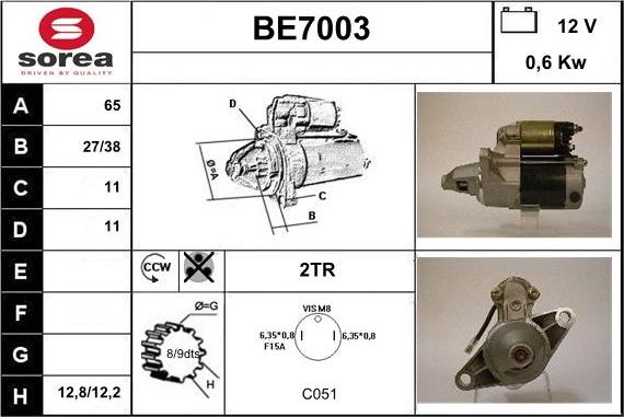 Sera BE7003 - Starter autospares.lv