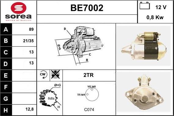 Sera BE7002 - Starter autospares.lv