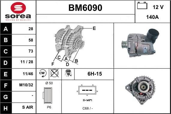 Sera BM6090 - Alternator autospares.lv