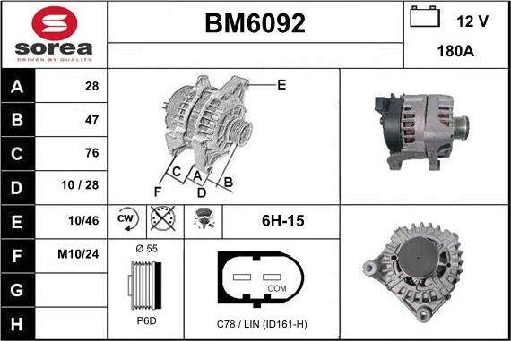 Sera BM6092 - Alternator autospares.lv