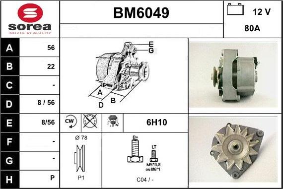 Sera BM6049 - Alternator autospares.lv