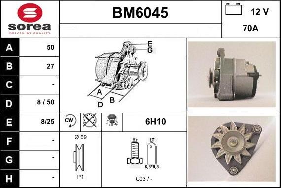 Sera BM6045 - Alternator autospares.lv