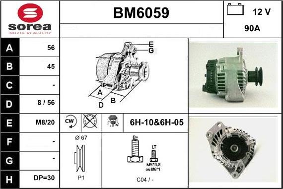 Sera BM6059 - Alternator autospares.lv