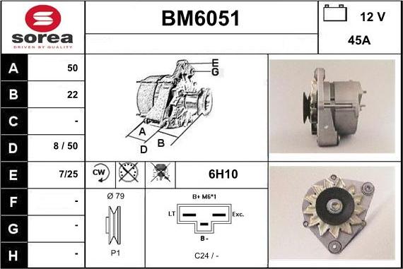 Sera BM6051 - Alternator autospares.lv