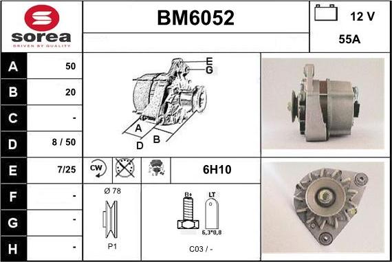 Sera BM6052 - Alternator autospares.lv