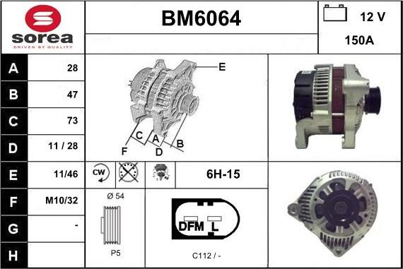 Sera BM6064 - Alternator autospares.lv