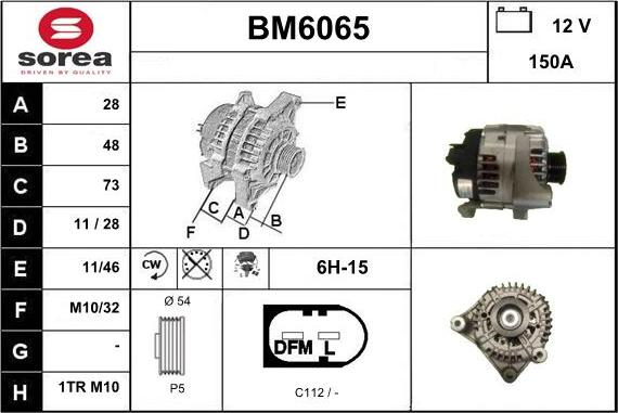 Sera BM6065 - Alternator autospares.lv