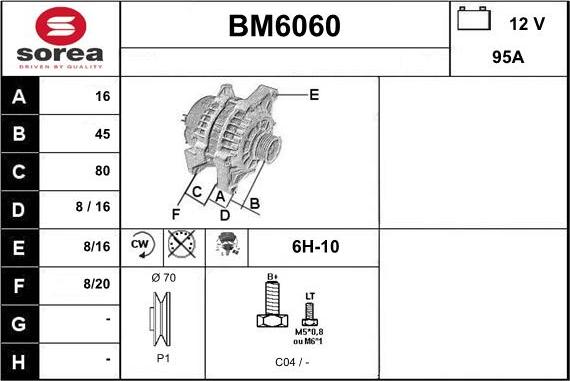 Sera BM6060 - Alternator autospares.lv