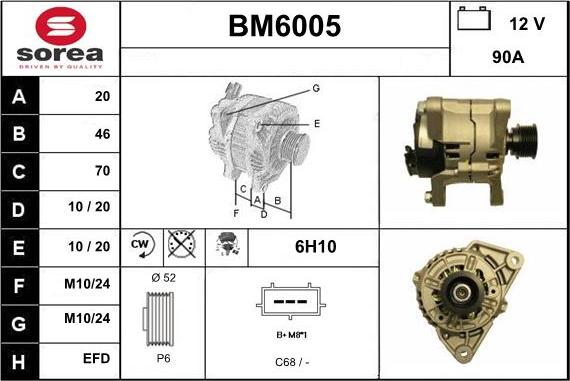 Sera BM6005 - Alternator autospares.lv