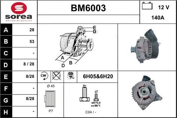 Sera BM6003 - Alternator autospares.lv