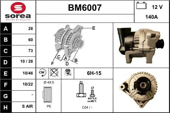 Sera BM6007 - Alternator autospares.lv