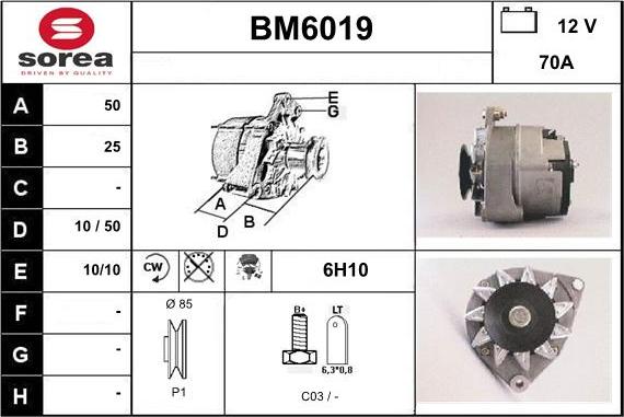 Sera BM6019 - Alternator autospares.lv