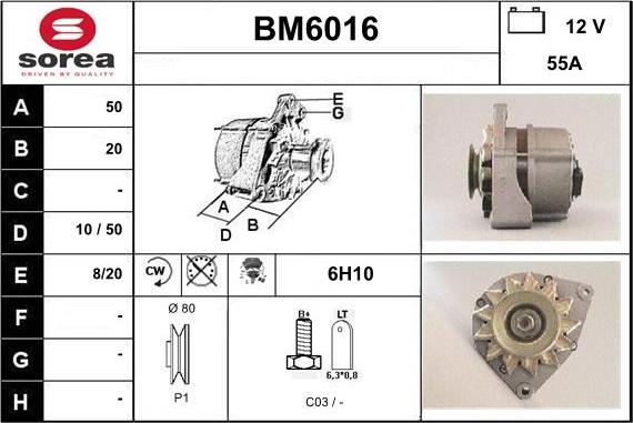 Sera BM6016 - Alternator autospares.lv