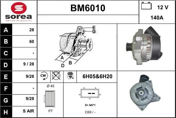 Sera BM6010 - Alternator autospares.lv