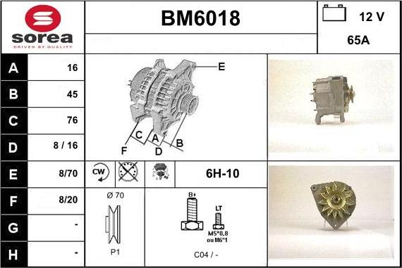 Sera BM6018 - Alternator autospares.lv