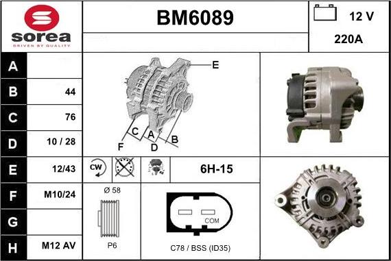 Sera BM6089 - Alternator autospares.lv