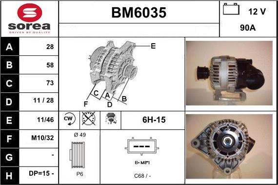 Sera BM6035 - Alternator autospares.lv