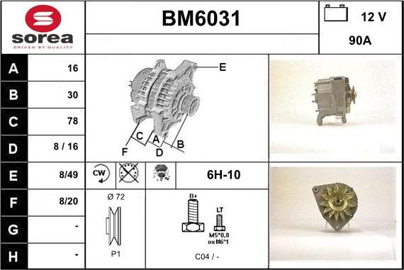 Sera BM6031 - Alternator autospares.lv