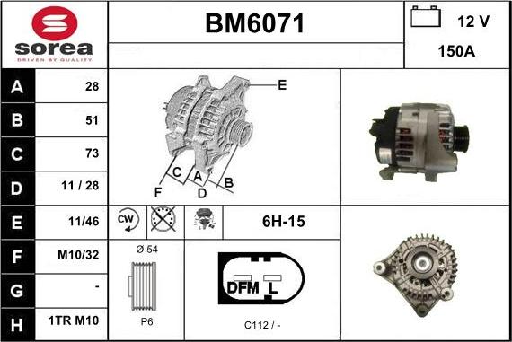 Sera BM6071 - Alternator autospares.lv