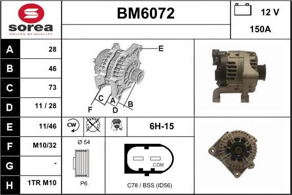 Sera BM6072 - Alternator autospares.lv