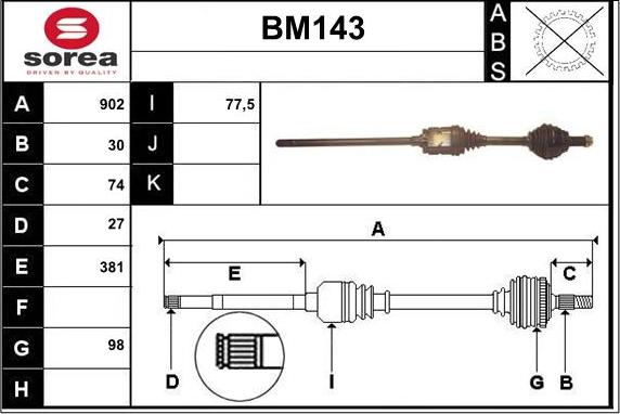 Sera BM143 - Drive Shaft autospares.lv