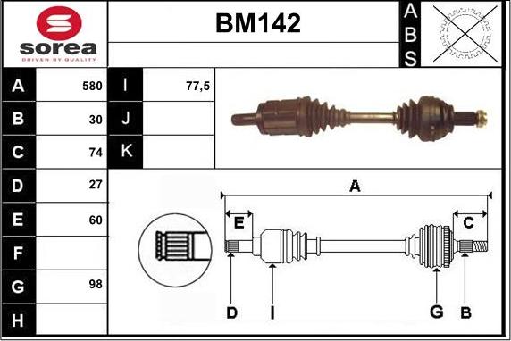 Sera BM142 - Drive Shaft autospares.lv