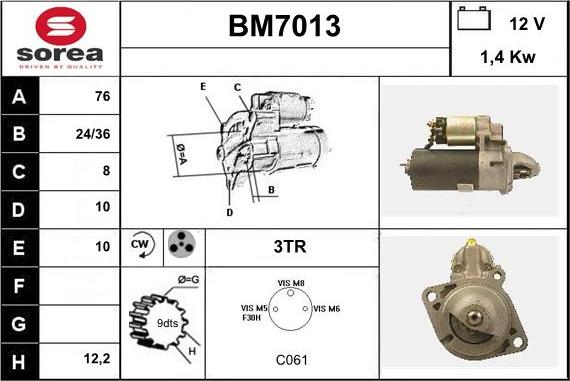 Sera BM7013 - Starter autospares.lv