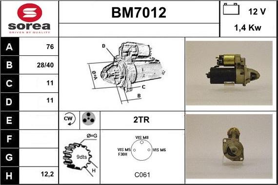 Sera BM7012 - Starter autospares.lv