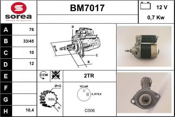 Sera BM7017 - Starter autospares.lv